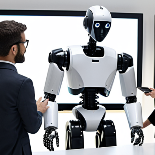 **Ethical Robot Design:** A diverse group of people collaboratively designing a robot in a bright, modern workspace. The robot should appear friendly and helpful, with visual cues suggesting ethical considerations (e.g., a screen displaying algorithms being checked for bias). Focus on inclusivity and a positive vision of technology serving humanity.