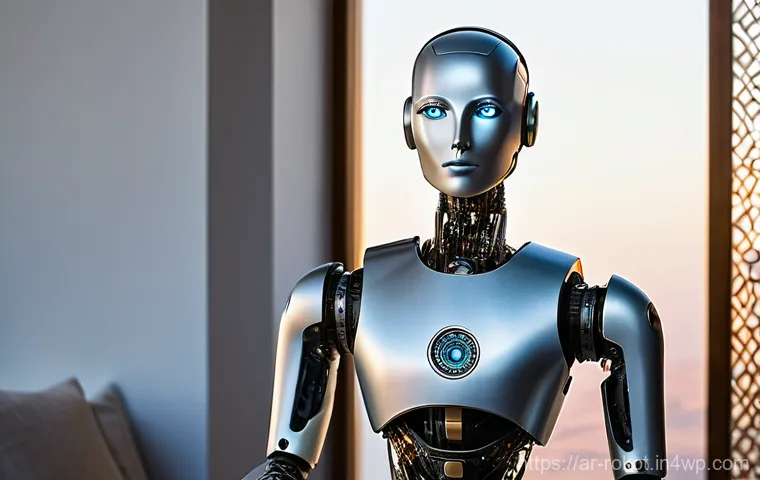 로봇 윤리 규범과 관계 법령 현황 - **Prompt: Ethical AI in Contemplation within an Arabic-Inspired Setting**
    A highly sophisticated...