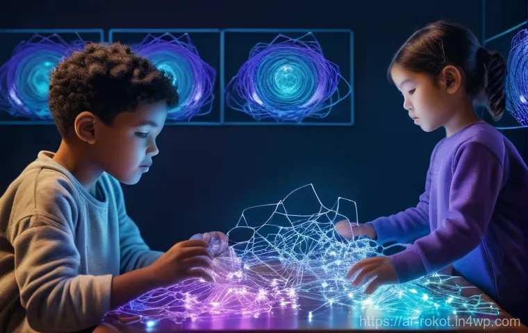 로봇의 윤리적 결정 메커니즘 - **Prompt:** A visually rich, ethereal image illustrating the fundamental difference between human an...