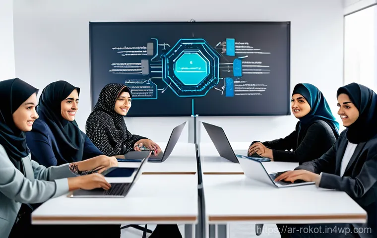 로봇 윤리 규범의 다양한 해석 - **Prompt:** A compassionate female Arab doctor, wearing a crisp white lab coat and a professional he...