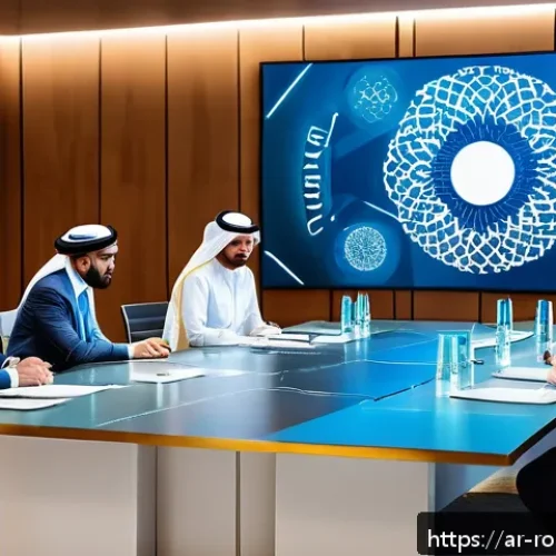 로봇 윤리 규범의 국제적 사례 - A diverse group of ethical technology experts, including Arab men and women wearing modest professio...