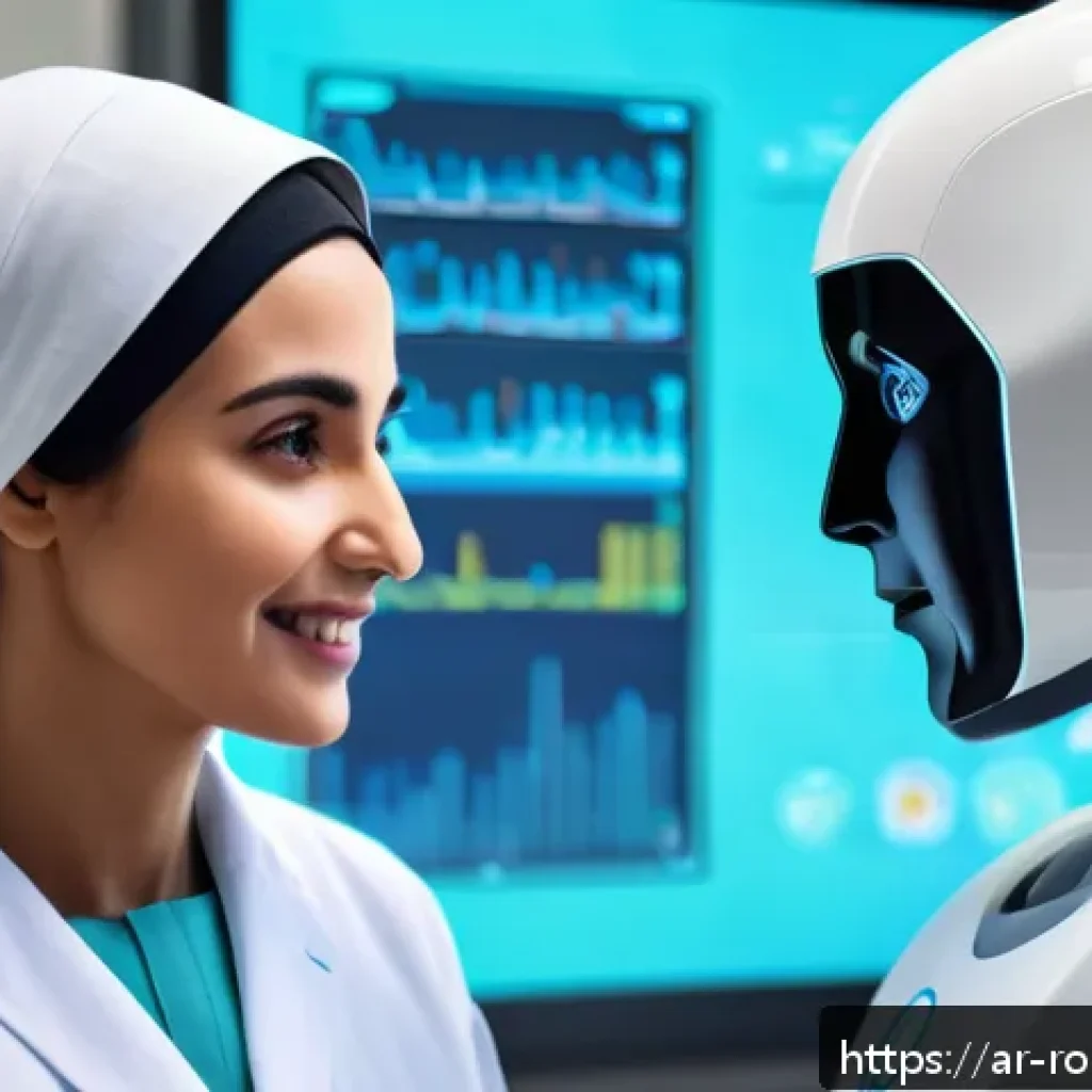 로봇 윤리 규범의 심리적 측면 - A futuristic hospital scene in a Middle Eastern setting where a humanoid robot assistant, dressed in...