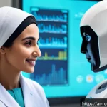 로봇 윤리 규범의 심리적 측면 - A futuristic hospital scene in a Middle Eastern setting where a humanoid robot assistant, dressed in...